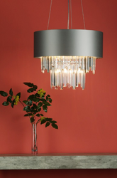 Hurley 6 Light Pendant With Bespoke Shade & Crystal Droppers
